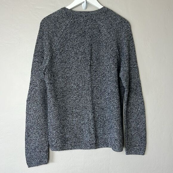 Express Mens Black/White Long Sleeve 4 Button Up Open Knit Sweater - Picture 7 of 9